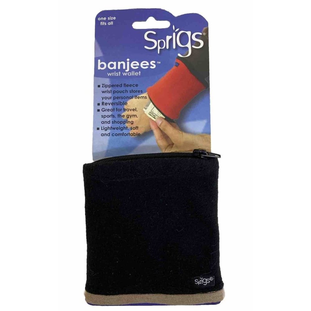 Banjees By Sprigs Wallet Arm Pouch Running Band Black Tan NEW